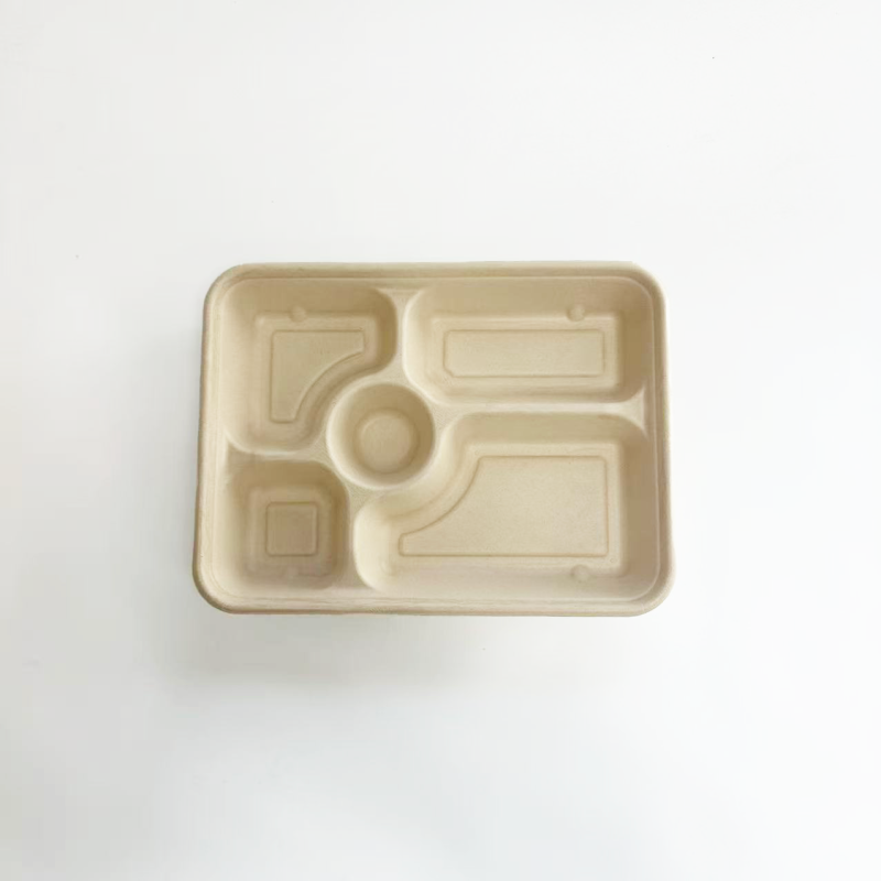 1400ml Bagasse 5-Com Multiple Trays Round Shape